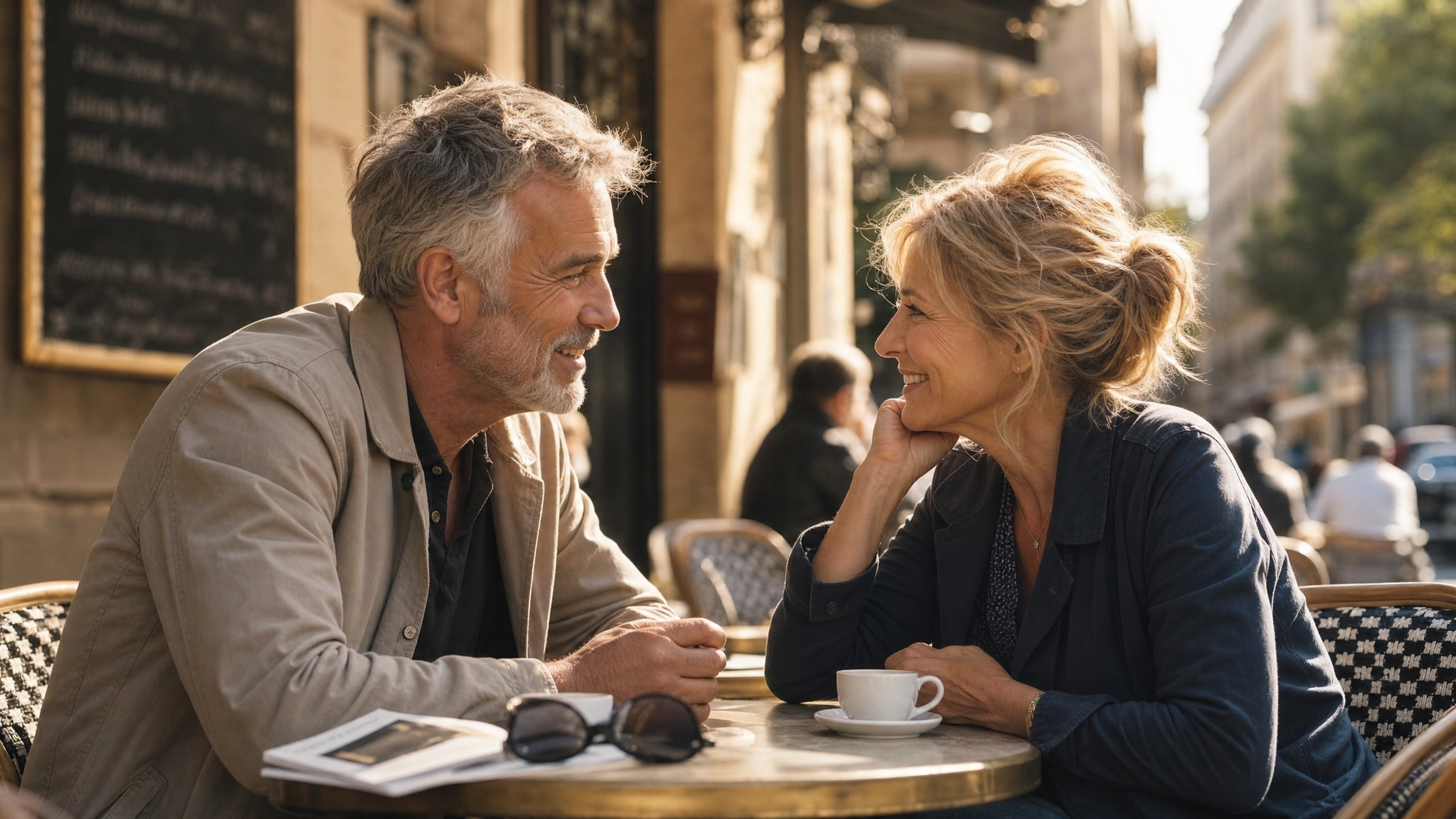 Deux seniors en conversation sincere