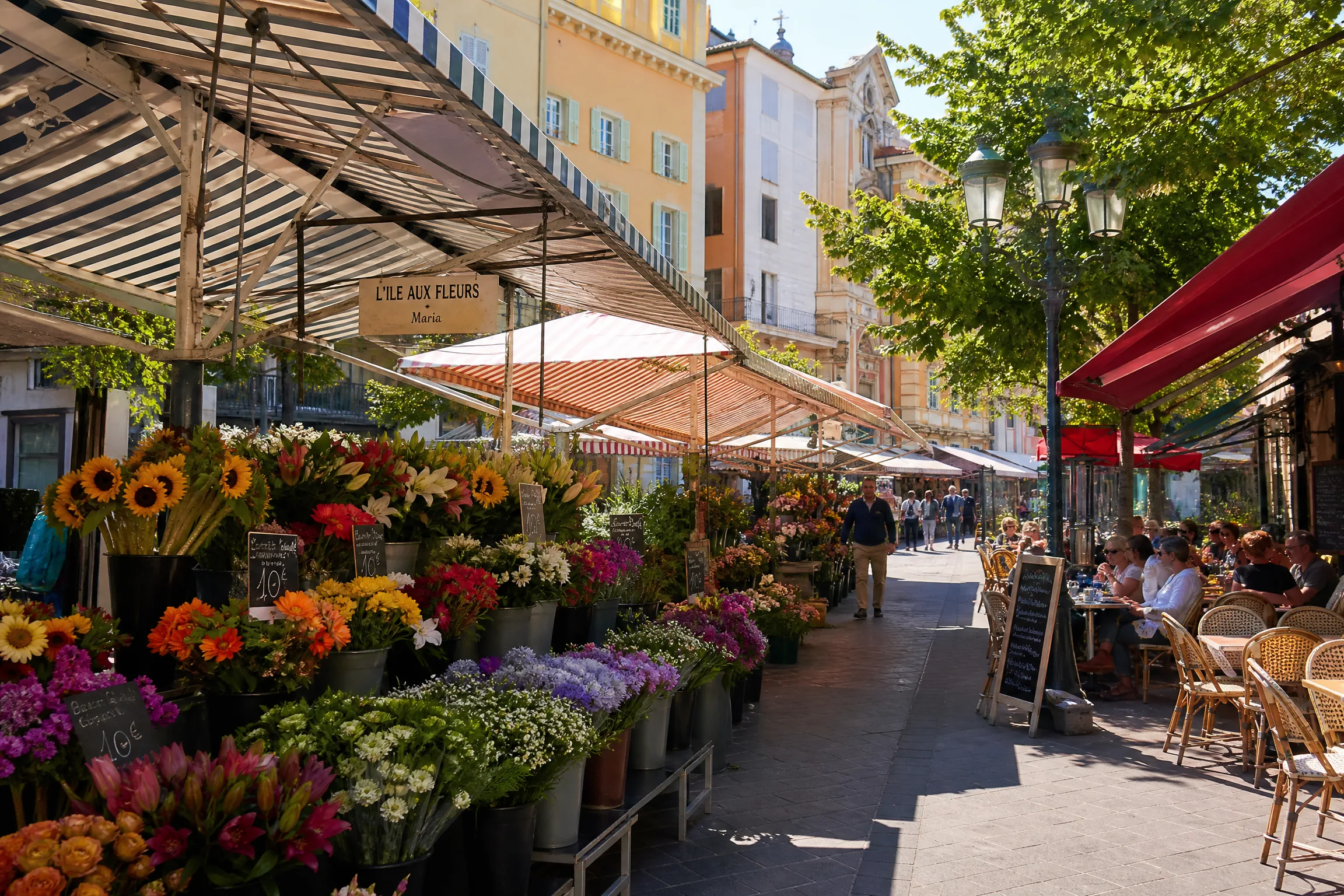 Cours Saleya à Nice pour une rencontre senior